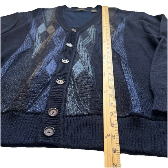 Cellinni Collezione Cardigan Sweater Men XL Blue Wool Blend Button Front Grandpa - Picture 6 of 9